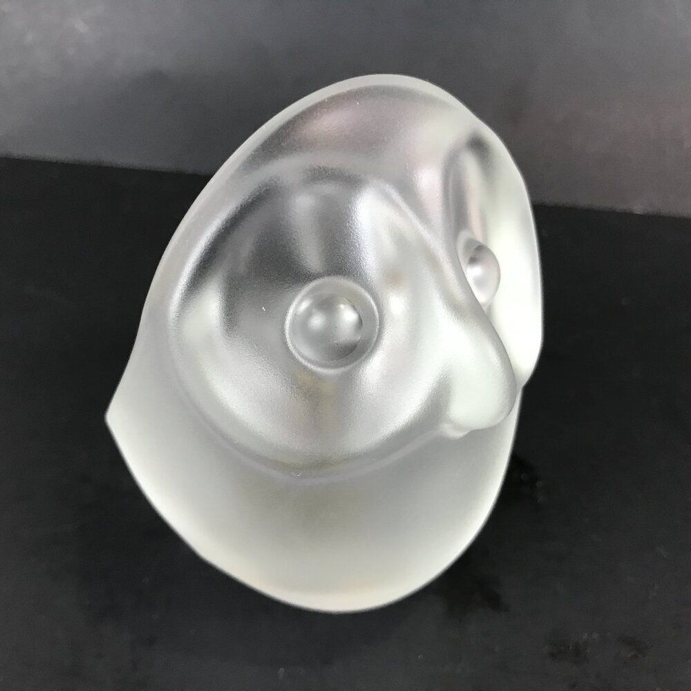 Rare Sennes France, 5" x 5" satin glass, art glass Owl Votive
